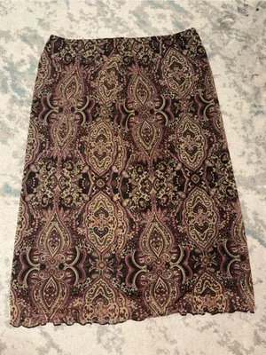 A Byer Y2K Paisley Ruffle Hem Skirt Gold Rhinestone Embellished Medium thumbnail 2