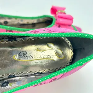 Poetic Licence Danty Doll Shoes 7 Pink Cherry Bow Rhinestone Peep Toe NWOB thumbnail 11