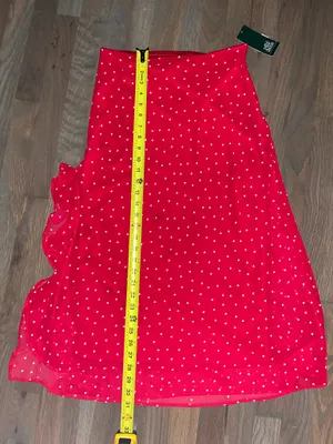 A New Day NWT Wild Fable Red Heart Print Ruffle Midi Skirt XS Coquette Romantic thumbnail 6