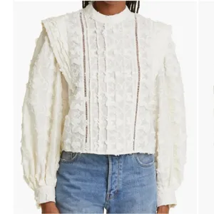 FARM RIO Star‎ 3D Embroidered Blouse in Off White - size S thumbnail 8
