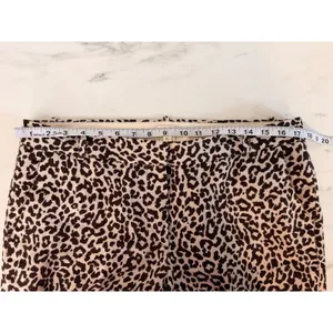 J.Crew Cafe Capri Pants Womens 10 Brown Leopard Print 100% Linen Tapered Cuffed‎ thumbnail 8