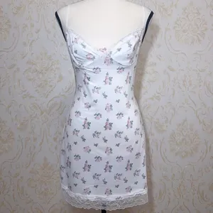 NWT White floral slip dress with lace trim SIZE Small thumbnail 5