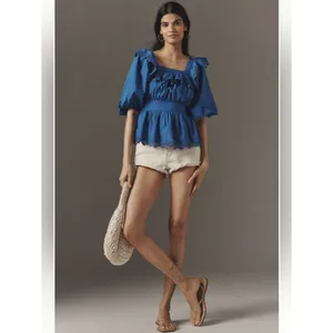 Anthropologie Maeve Peplum Eyelet Blouse thumbnail 3