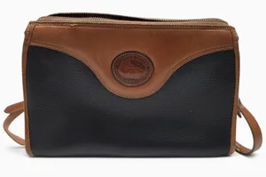 Vintage Dooney & Bourke AWL Organizer Crossbody Navy Tan Leather USA Bag thumbnail 1