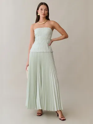 NWT Few Moda Ada Dress size 8 seafoam green strapless pleated maxi o.p.t thumbnail 4