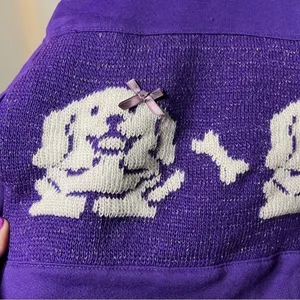 Vintage Purple and White Metallic Labrador Dog Sweater Medium thumbnail 5