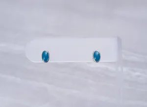 Dark Turquoise Tone & Silver Tone Dainty & Small Stud Earrings thumbnail 1