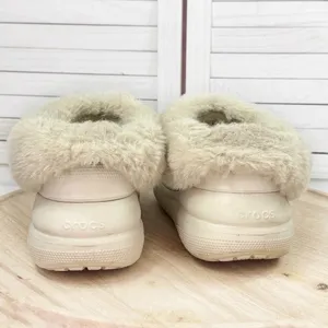 Crocs Furever Crush Faux Fur Lined Platform‎ Clogs Ivory Bone Women Size 8 thumbnail 6