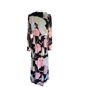 Lulu's - NWT Wondrous Water Lilies Black Floral Print Maxi Dress Sz M thumbnail 6