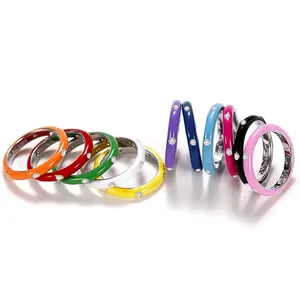 Boutique NEW Pave‎ Black & White Stackable Ring | 925 Sterling Silver Enamel thumbnail 7
