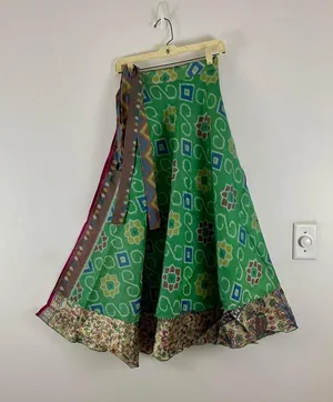 Reversible Maxi Wrap Skirt BINS317 Green thumbnail 1