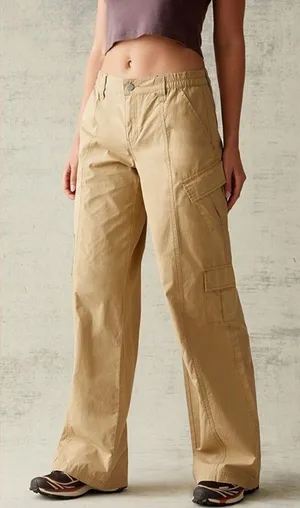 Pacsun‎ Low Rise Puddle Khaki Tan Womens Size Medium Pant Cargo Relaxed NEW thumbnail 1