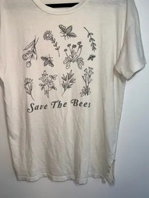 American Eagle Save The Bees Graphic Tee Cream Oversized Short Sleeve thumbnail 5