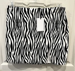 NWT Anthropologie Grey Lab Lined Zebra Print Mini Skirt With Slit Sz‎ L Festival thumbnail 1