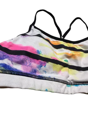 🌈 Lululemon Strappy‎ Sports Bra Size 6 Watercolor Stripe Yoga Workout Bra 🌈 thumbnail 2