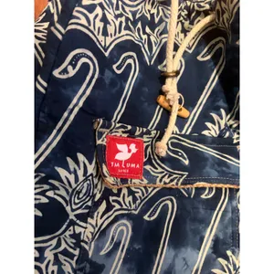 Taaluma Totes Backpack Boho Blue Batik Straw Accent Drawstring Toggle‎ OS thumbnail 4