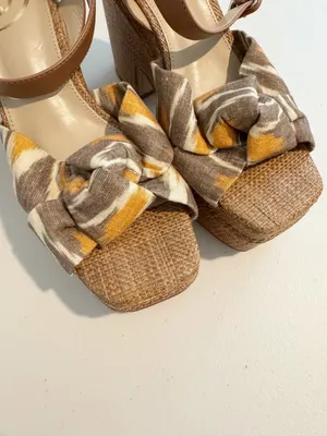 Sam Edelman Theresa Sandals Size 8 Gray Linen Multi‎ Strap Platform Vacation thumbnail 5
