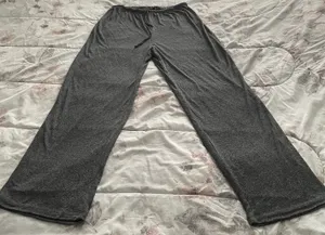 Grey Super Soft Wide Leg Pull On Lounge Drawstring Pants, size L thumbnail 5