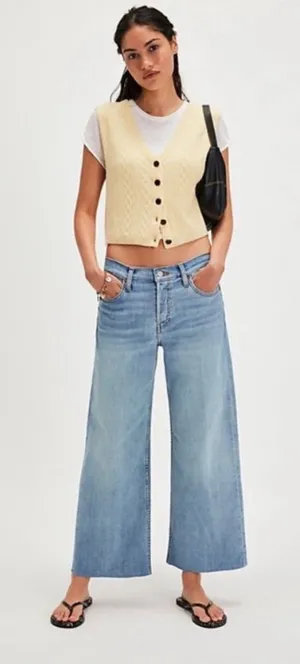 Re/Done NWT Marea Cropped Jeans‎ Women’s Size 26 Wide Leg Mid Rise Light Wash thumbnail 1