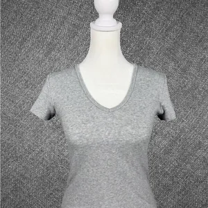 Light Gray Cotton V-Neck T-Shirt thumbnail 8