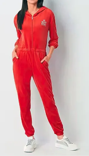 Y2K Juicy Couture Red Velour Zip-Front Jumpsuit Size M NWOT thumbnail 1
