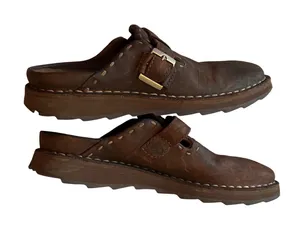 Timberland Brown Leather Mules Clogs Smart Comfort System Buckle 34313 Womens 6M thumbnail 1