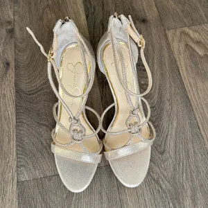 Jessica Simpson Josy Gold Rhinestone Stiletto Heels Size 7.5 thumbnail 6