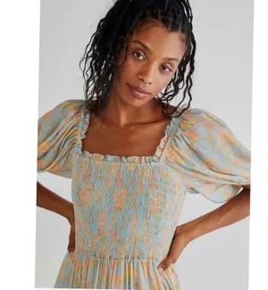Free People Spell & The Gypsy Juniper Shirred Midi Dress thumbnail 3