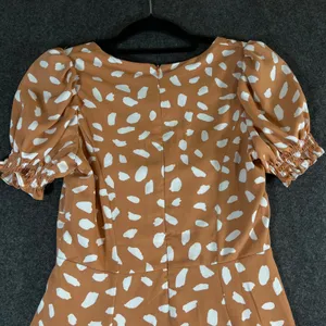 Lulus Terracotta Orange White Abstract Print Puff Sleeve Mini Dress Small thumbnail 11