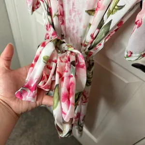 Show Me Your MuMu Garden Of Blooms White Pink Floral Bride Robe OS Girly Boho thumbnail 4