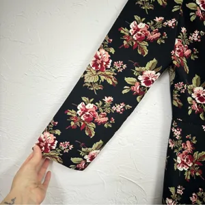 Brooks Brothers Black Red Floral Long Sleeve Dress Womens 14 Mini Fall Preppy thumbnail 3