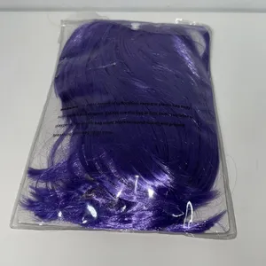 Halloween Costume Wig Neon Purple Short Bob Straight Hair Adult Cosplay thumbnail 3