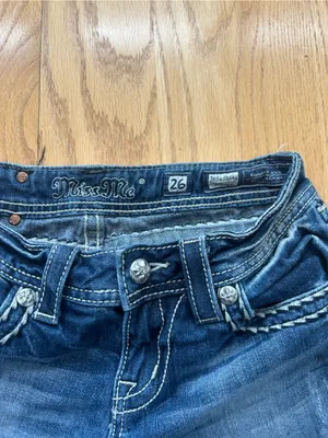 Miss Me Low Rise Skinny Jeans 26 x 33 JE5418S4L Medium Wash Blue Denim Y2K VTG thumbnail 4