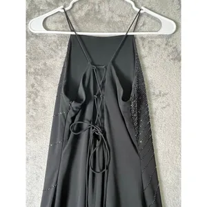 Vintage Black Beaded Sequin Halter Dress‎ Formal Evening Gown Cocktail Party SM thumbnail 4