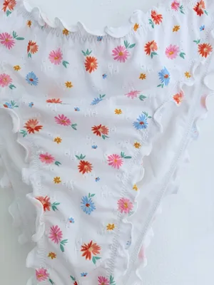 Wild Fable Floral Ruffle Bikini Bottoms Size Large (12-14) NWT thumbnail 3