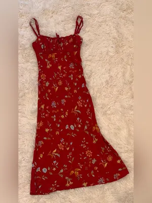 NEW Reformation Camira Crepe Midi-Dress in Borsa Floral Red Sz 2 thumbnail 5