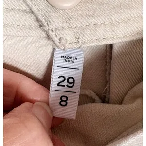 Loft Made and Loved High Rise Wide Leg Jeans Cream Off White 8‎ 29-pants hemmed thumbnail 3