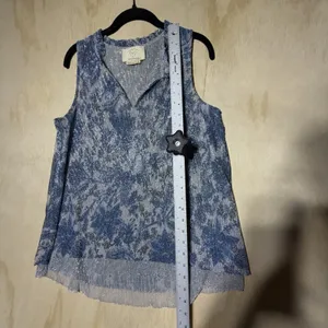 Anthropologie Vanessa Virginia Floral Metallic Sleeveless Blouse Top Women's M thumbnail 5