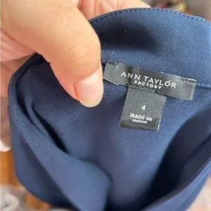 Ann Taylor Navy Blue Cap Sleeve Career Dress thumbnail 3