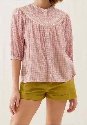Louise Misha Livie blouse Fuchsia Tartan Joy 36 thumbnail 1
