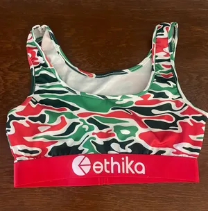 ethika Red, Green & Black Camo Sports Bra small thumbnail 1