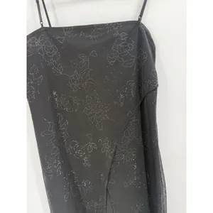 Next Up Maxi Dress Womens XL Black Mesh Glitter Floral Slit‎ Y2K Whimsigoth Goth thumbnail 7