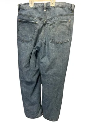 Old Navy Extra High Rise Wide Leg Distressed Jeans Womens 14 Petite Blue Denim thumbnail 2
