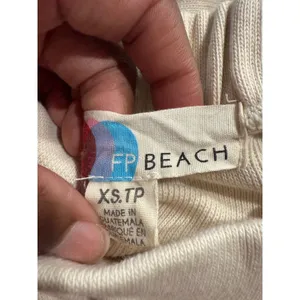 FP Beach Free People Skirt XS Ruffle Hem‎ Textured Knit Mini Cream thumbnail 3
