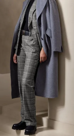 NWT Banana Republic Brooke Gray Plaid Wool Pants Minimalist Career Preppy Office thumbnail 1