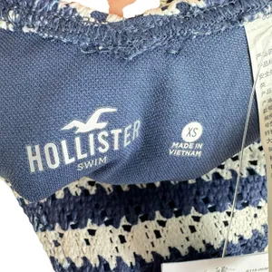 Hollister NWT Blue White Crochet Lined Cheeky Fit Bikini Bottom Women's Size XS thumbnail 6