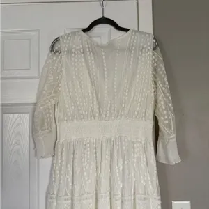 A Beautiful Soul Elegant White Maxi Dress Lace Ruffles thumbnail 6