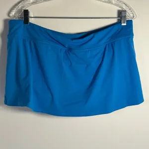 Lands End Blue‎ Swim Skirt with Attached Brief Size 16 Mini Skort Side Slit thumbnail 2