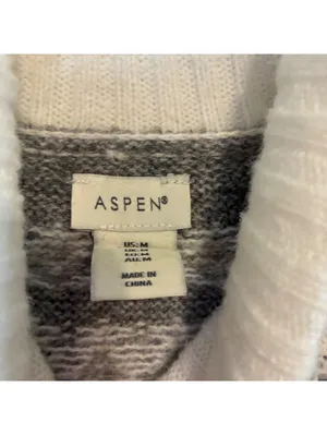 Aspen Womens Grey Fair Isle Turtleneck Nordic Alpine Knit Wool Blend Sweater SzM thumbnail 5