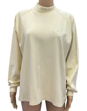 Vintage Reebok Mock Neck Pale Yellow Embroidered Horseshoe Logo Sweatshirt Large thumbnail 1